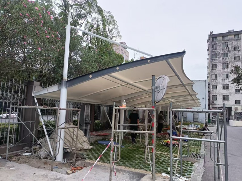 2026慈溪厂区配套方案：膜结构车棚+仓储电动推拉棚搭建-1